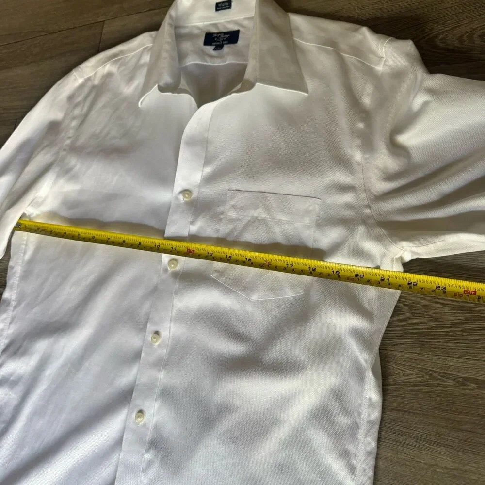 Thompson J. Crew Wrinkle Free Sz L 16-16.5 White 100% Cotton Long Sleeve Shirt